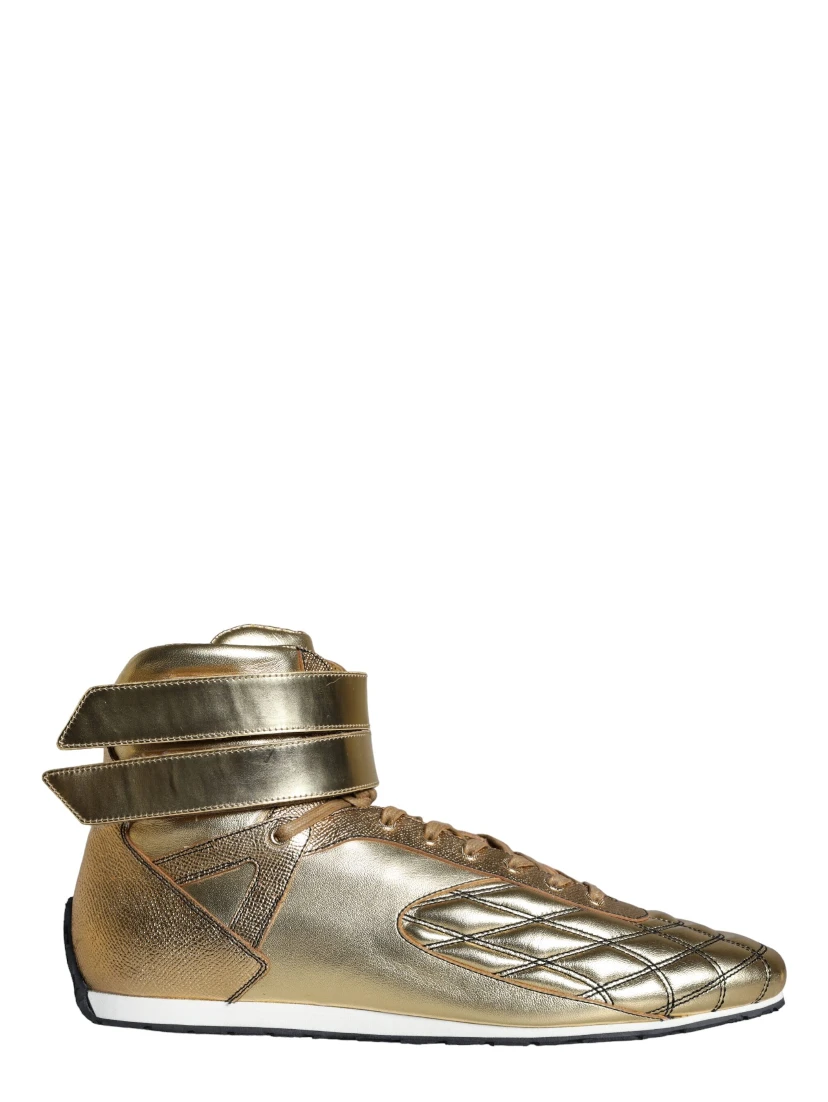Gold Leather Sartoria High Top Sneakers Shoes