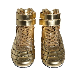 Gold Leather Sartoria High Top Sneakers Shoes