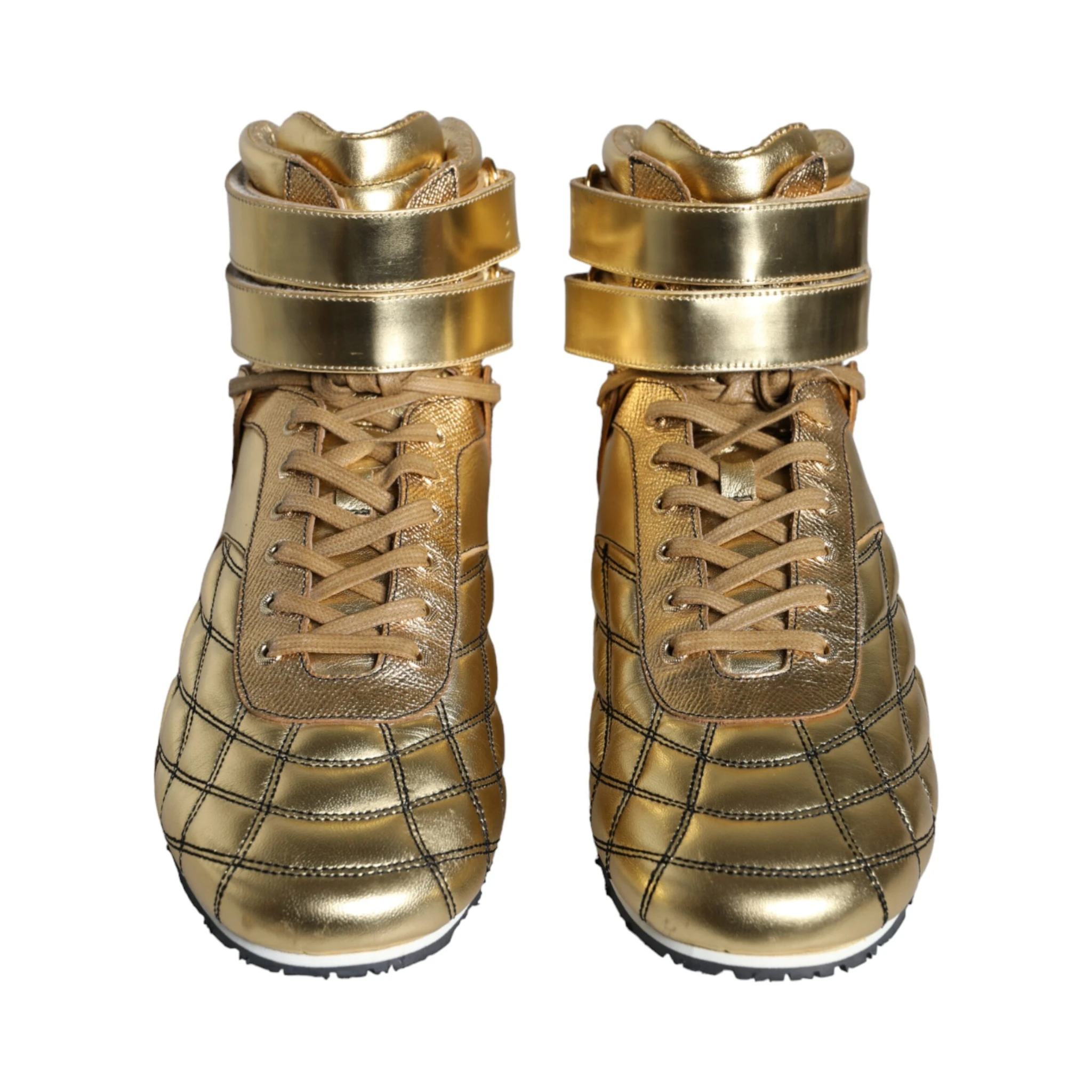 Gold Leather Sartoria High Top Sneakers Shoes