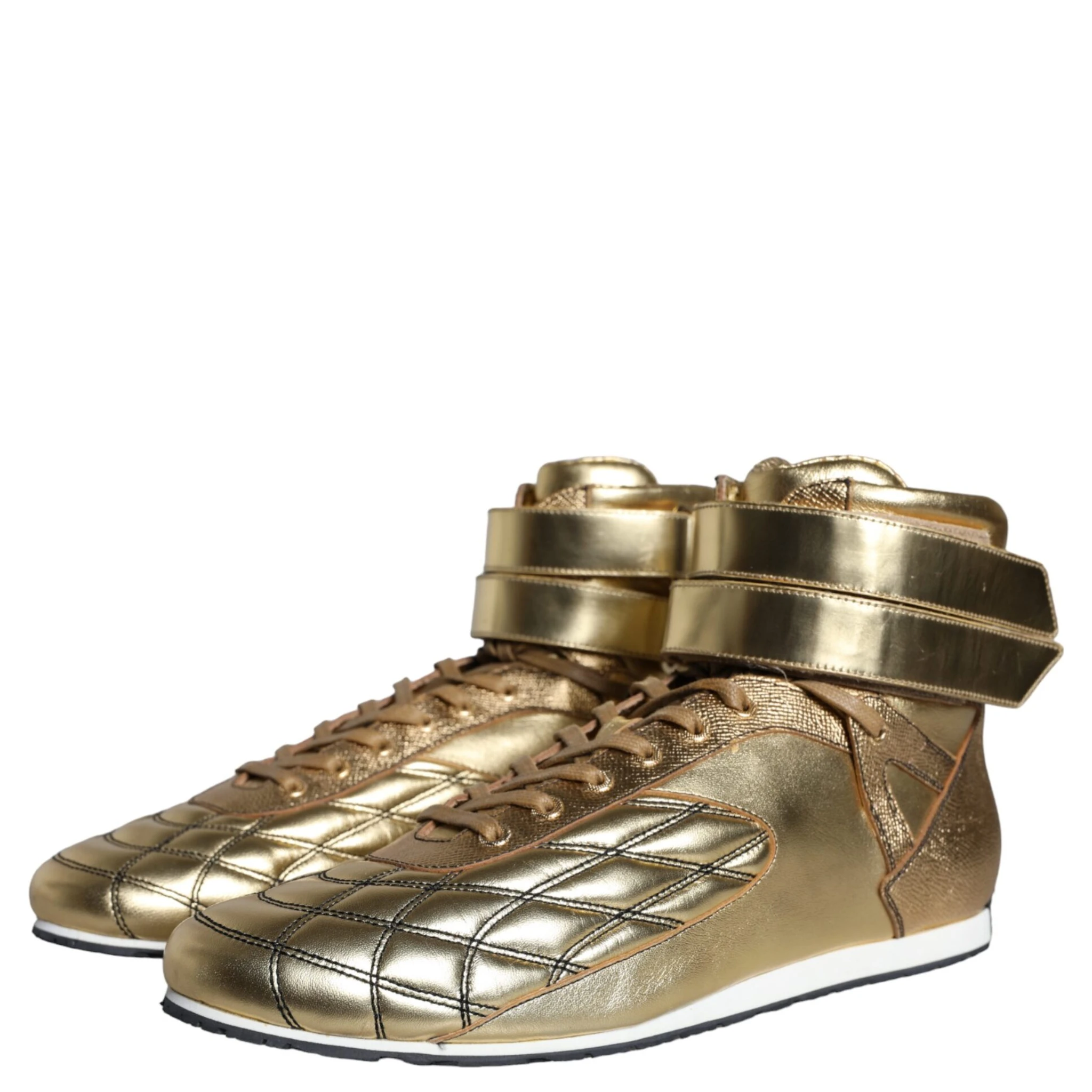 Gold Leather Sartoria High Top Sneakers Shoes