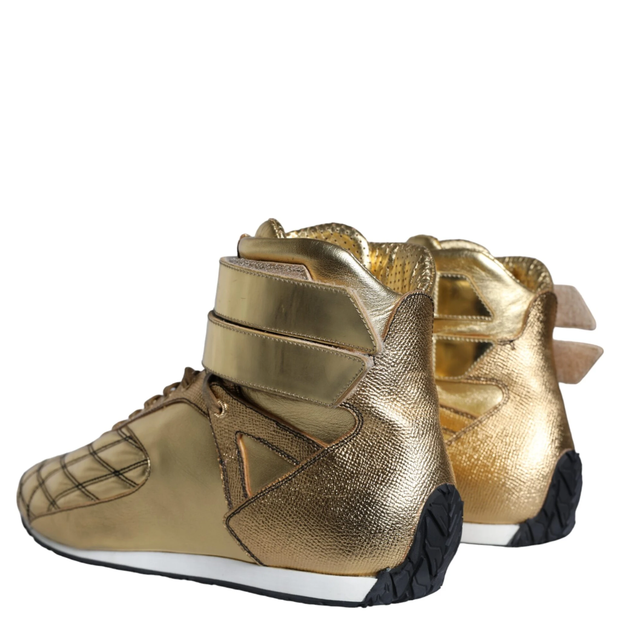 Gold Leather Sartoria High Top Sneakers Shoes