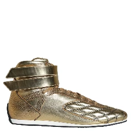 Gold Leather Sartoria High Top Sneakers Shoes