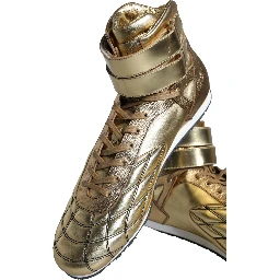 Gold Leather Sartoria High Top Sneakers Shoes