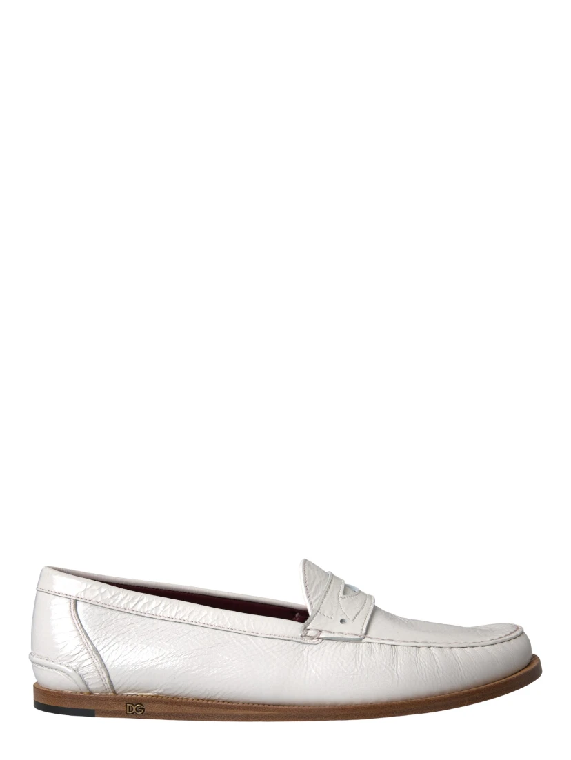 White Leather Slip On Mocassin Loafers Shoes