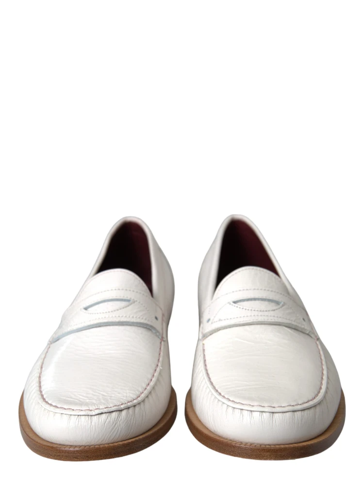 White Leather Slip On Mocassin Loafers Shoes alternative