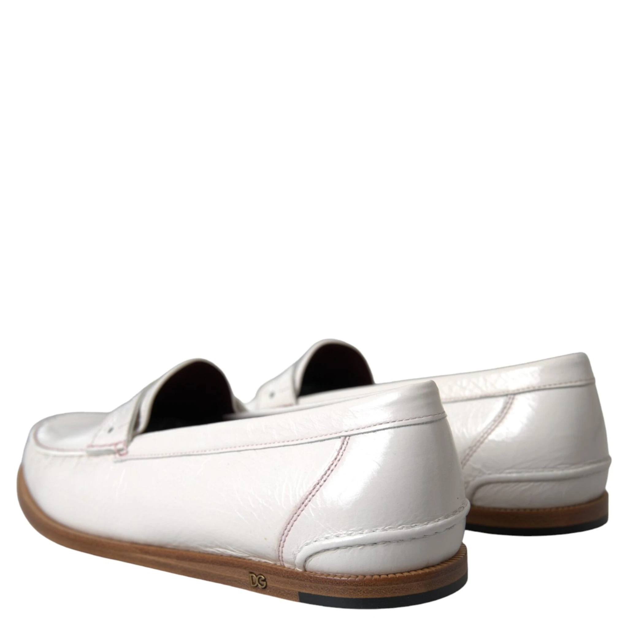 White Leather Slip On Mocassin Loafers Shoes
