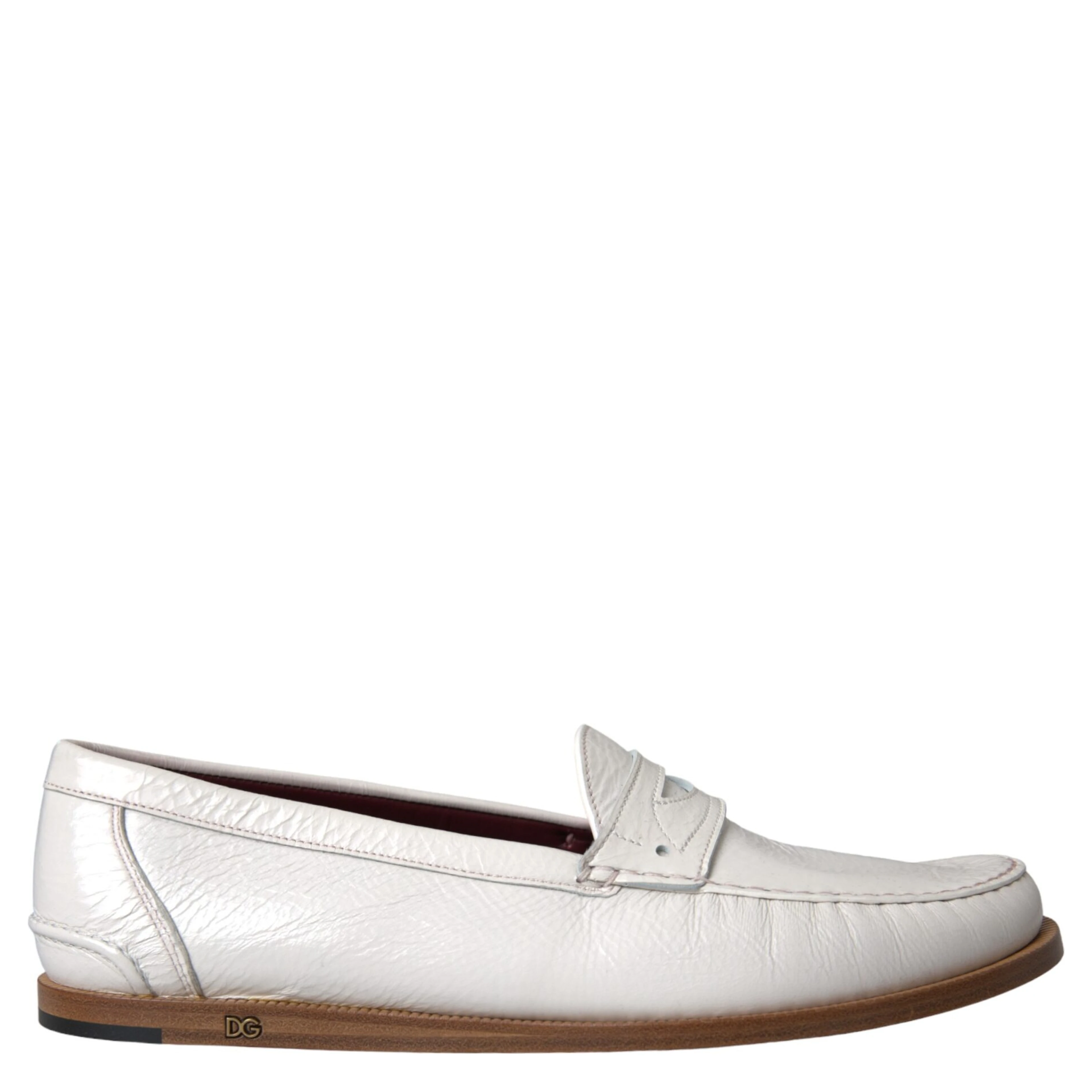 White Leather Slip On Mocassin Loafers Shoes