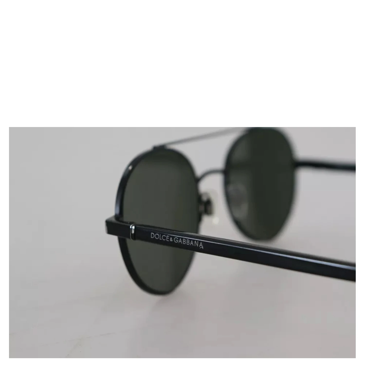 Matte Black Steel Frame Green Lens DG2245 Sunglasses