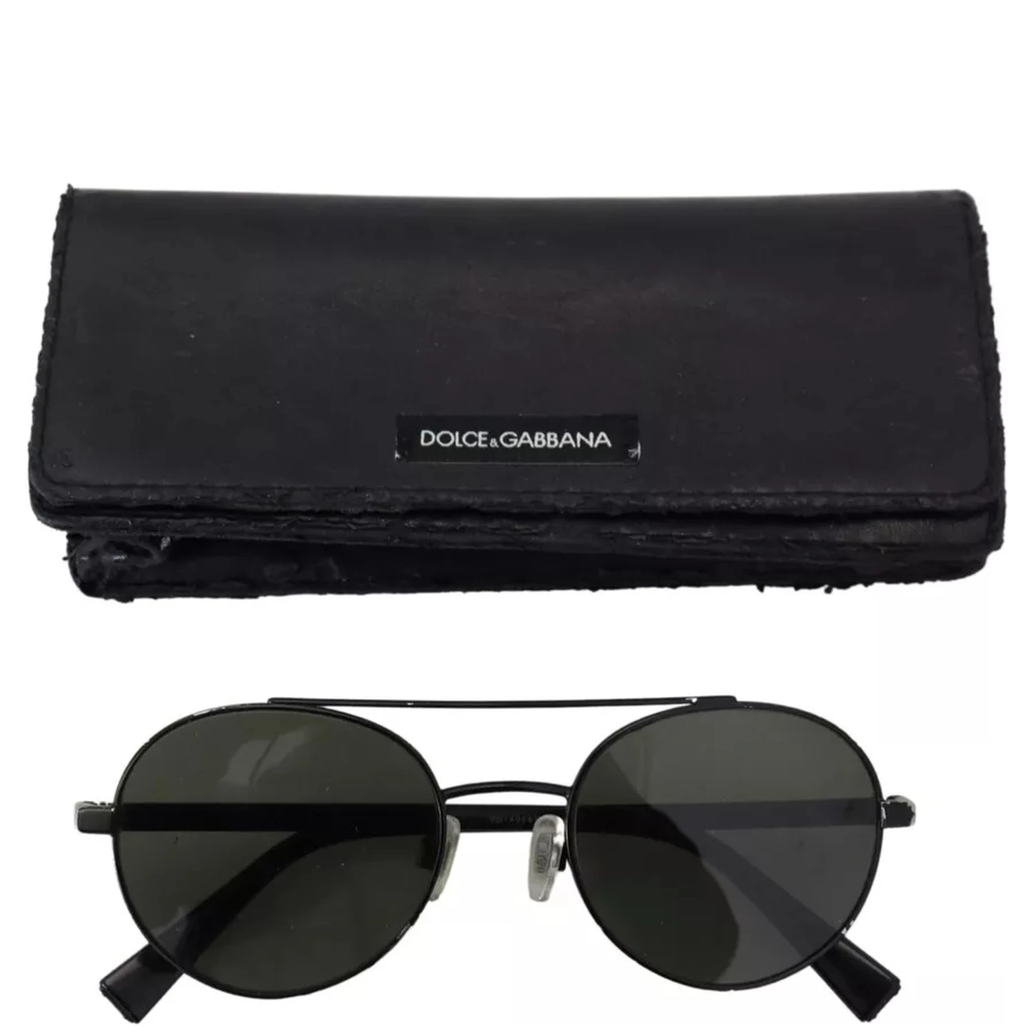 Matte Black Steel Frame Green Lens DG2245 Sunglasses