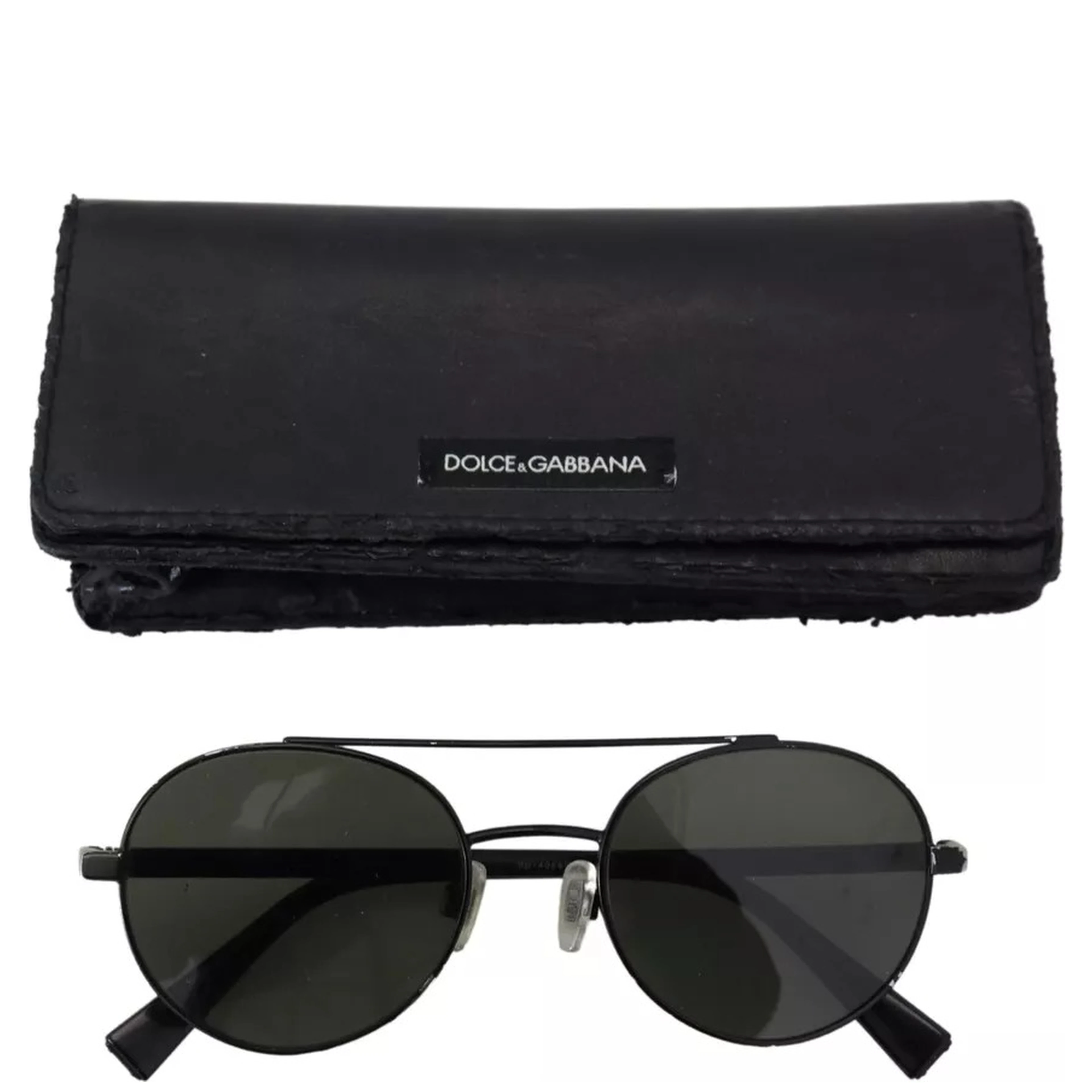 Matte Black Steel Frame Green Lens DG2245 Sunglasses