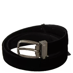 Black Velvet Silver Tone Metal Buckle Belt