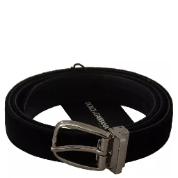 Black Velvet Silver Tone Metal Buckle Belt