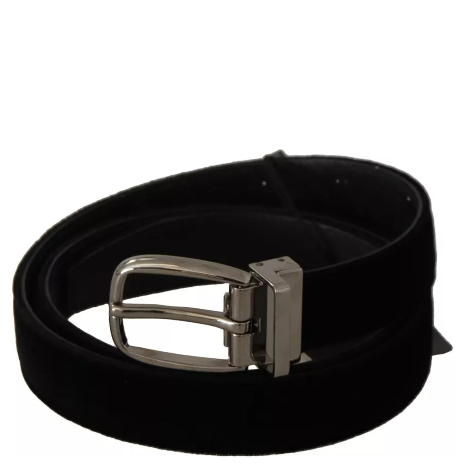 Black Velvet Silver Tone Metal Buckle Belt