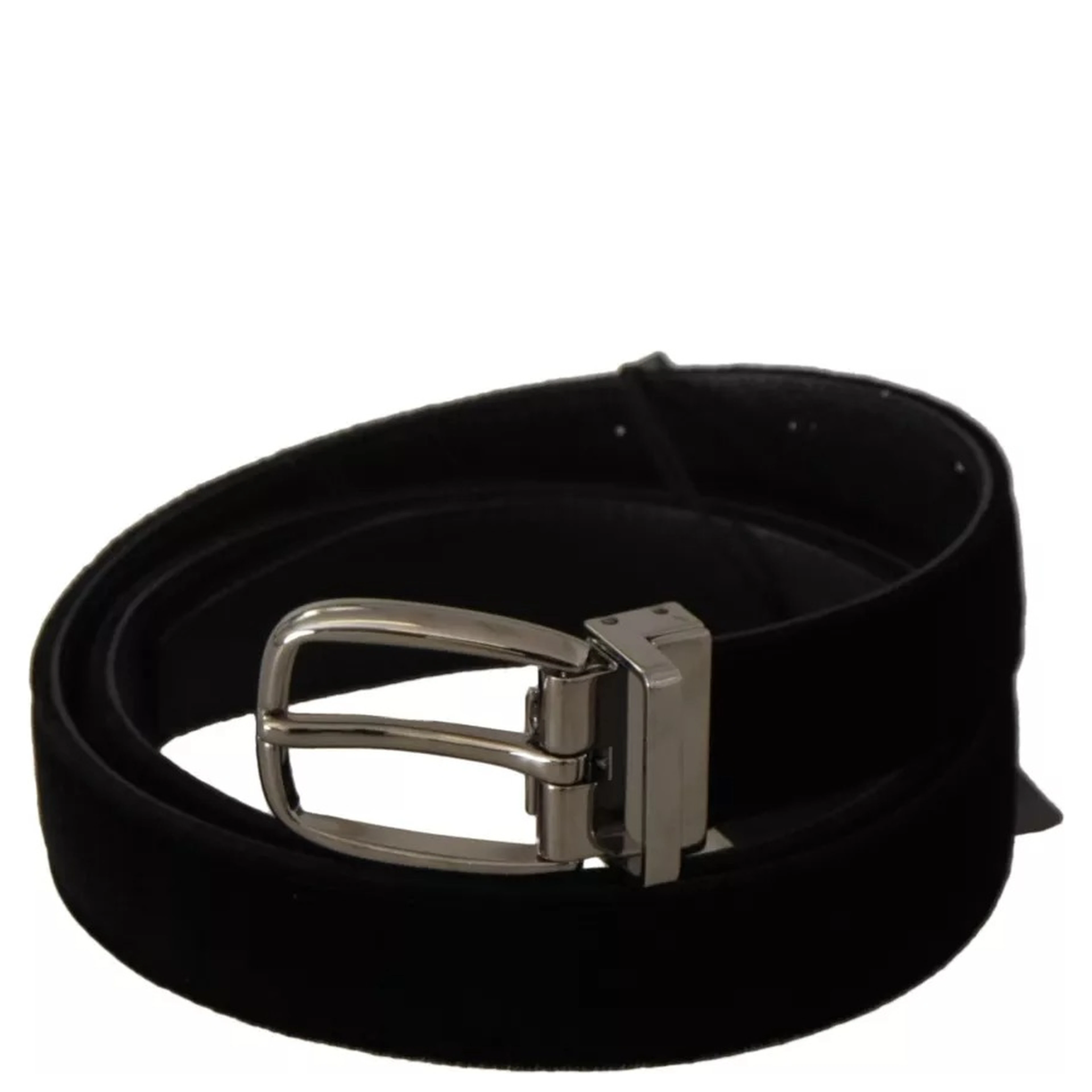 Black Velvet Silver Tone Metal Buckle Belt