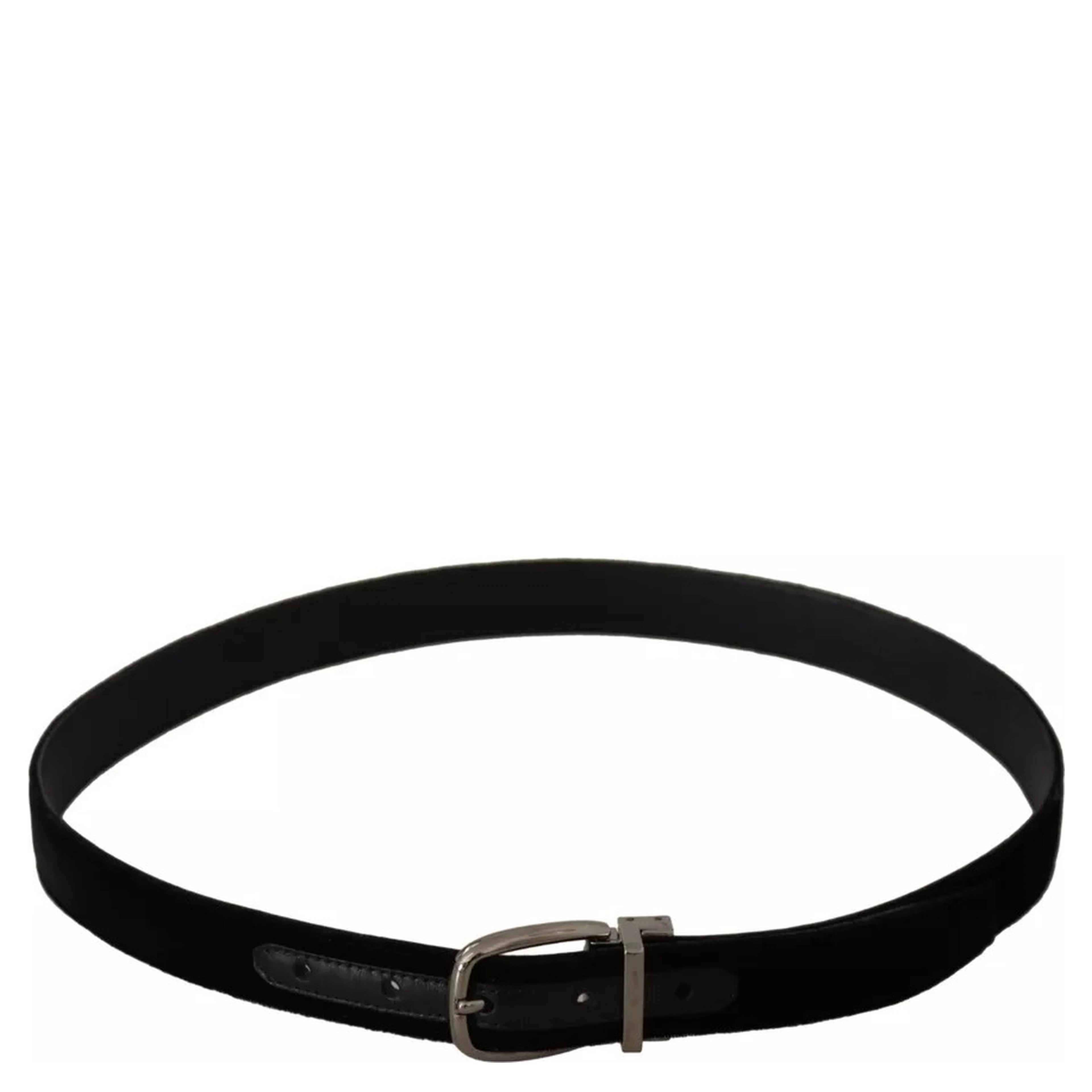 Black Velvet Silver Tone Metal Buckle Belt