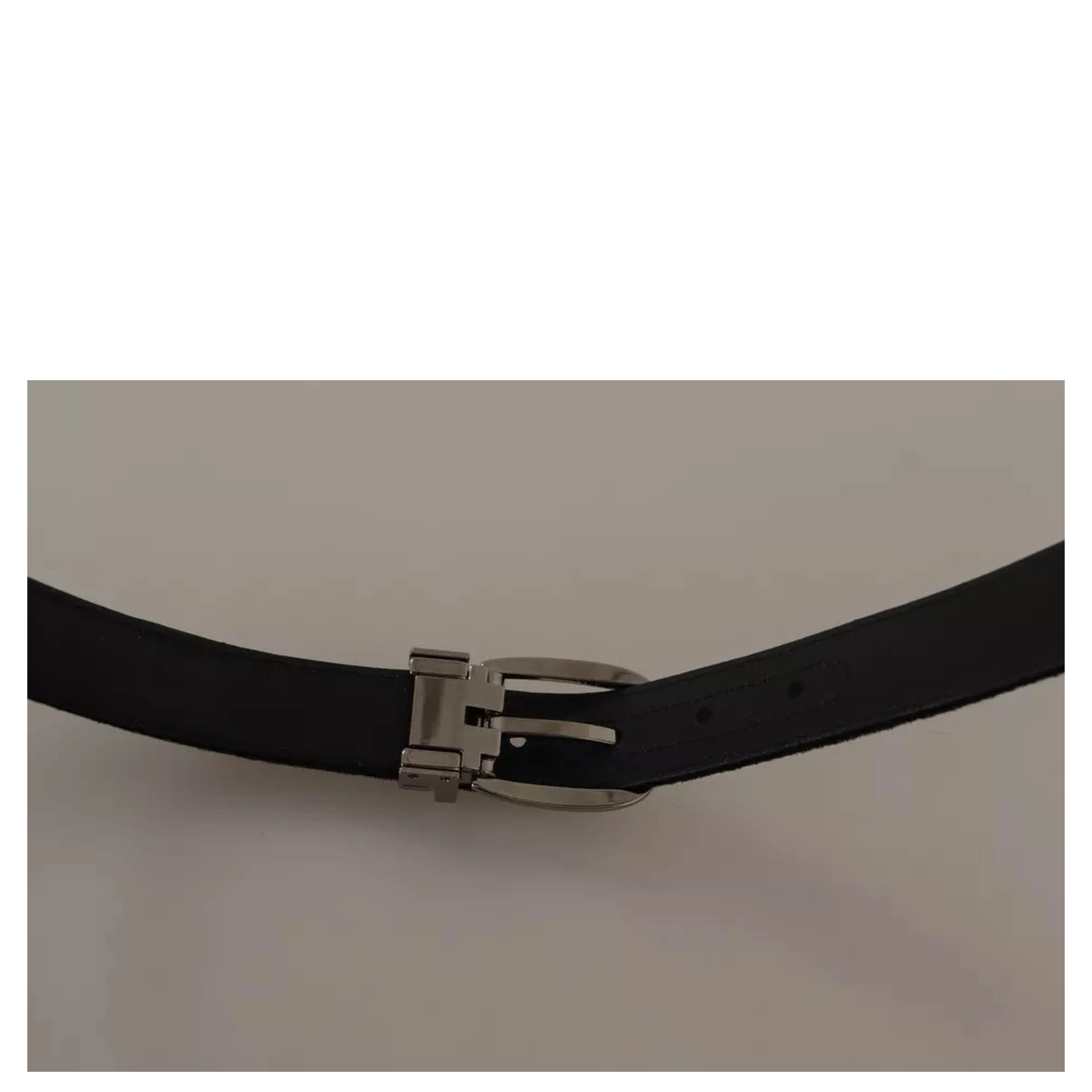 Black Velvet Silver Tone Metal Buckle Belt
