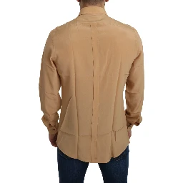 Elegant Yellow Silk Men's Formal Shirt