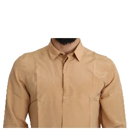 Elegant Yellow Silk Men's Formal Shirt