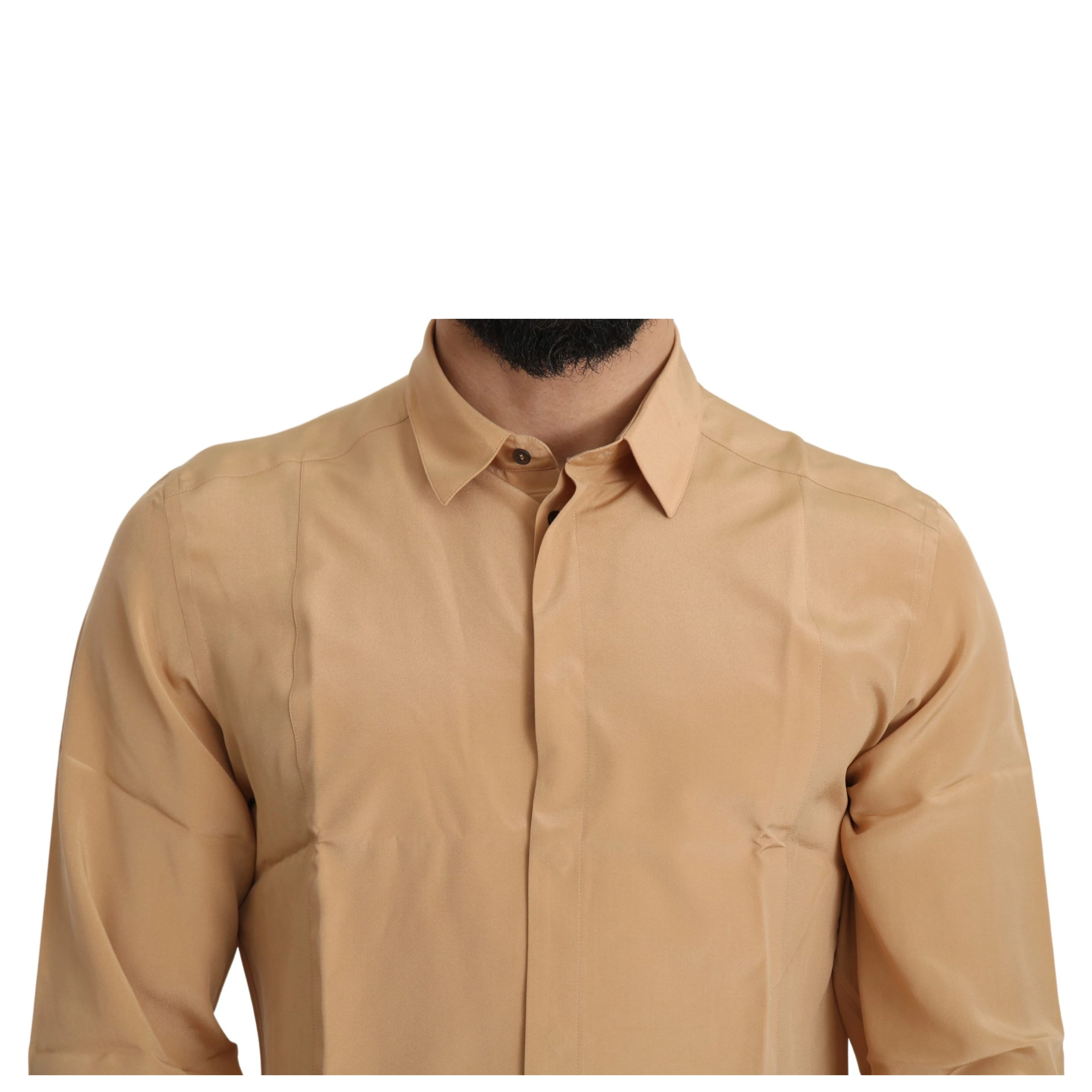 Elegant Yellow Silk Men's Formal Shirt