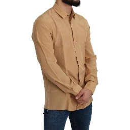 Elegant Yellow Silk Men's Formal Shirt