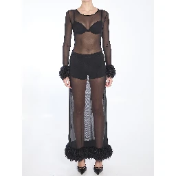 Mesh jersey long dress