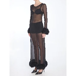 Mesh jersey long dress