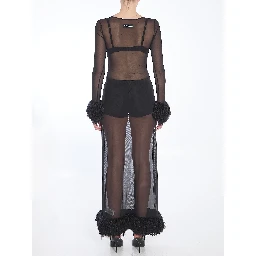 Mesh jersey long dress