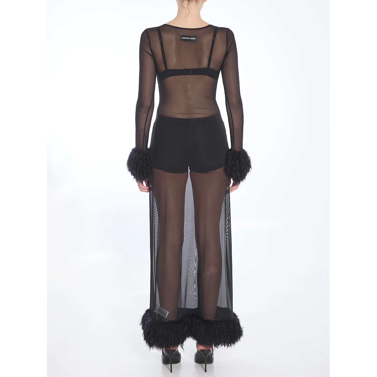 Mesh jersey long dress