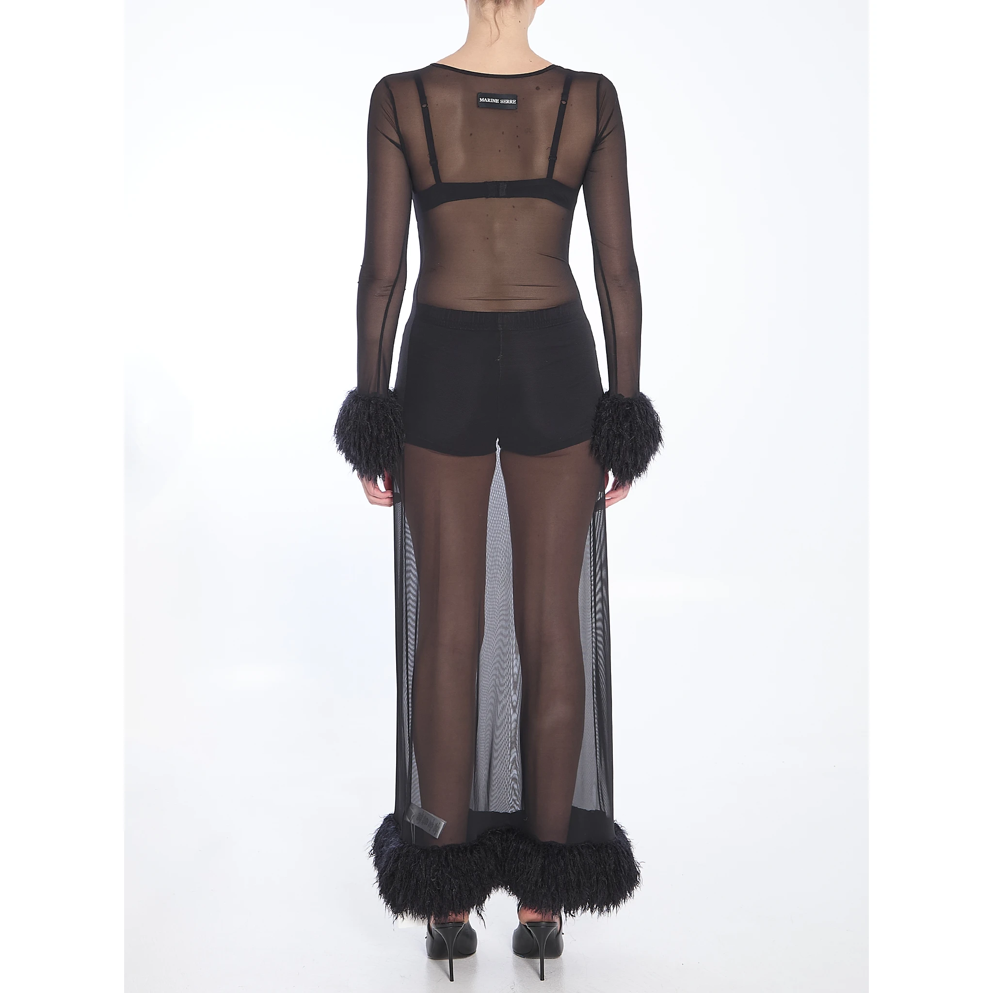 Mesh jersey long dress