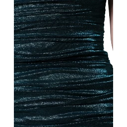 Green Silk Blend Satin Fitted Strapless Dress