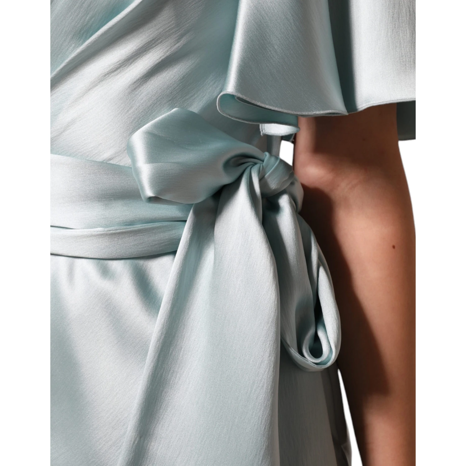 Mint Green Silk Fit Cut One Shoulder Dress