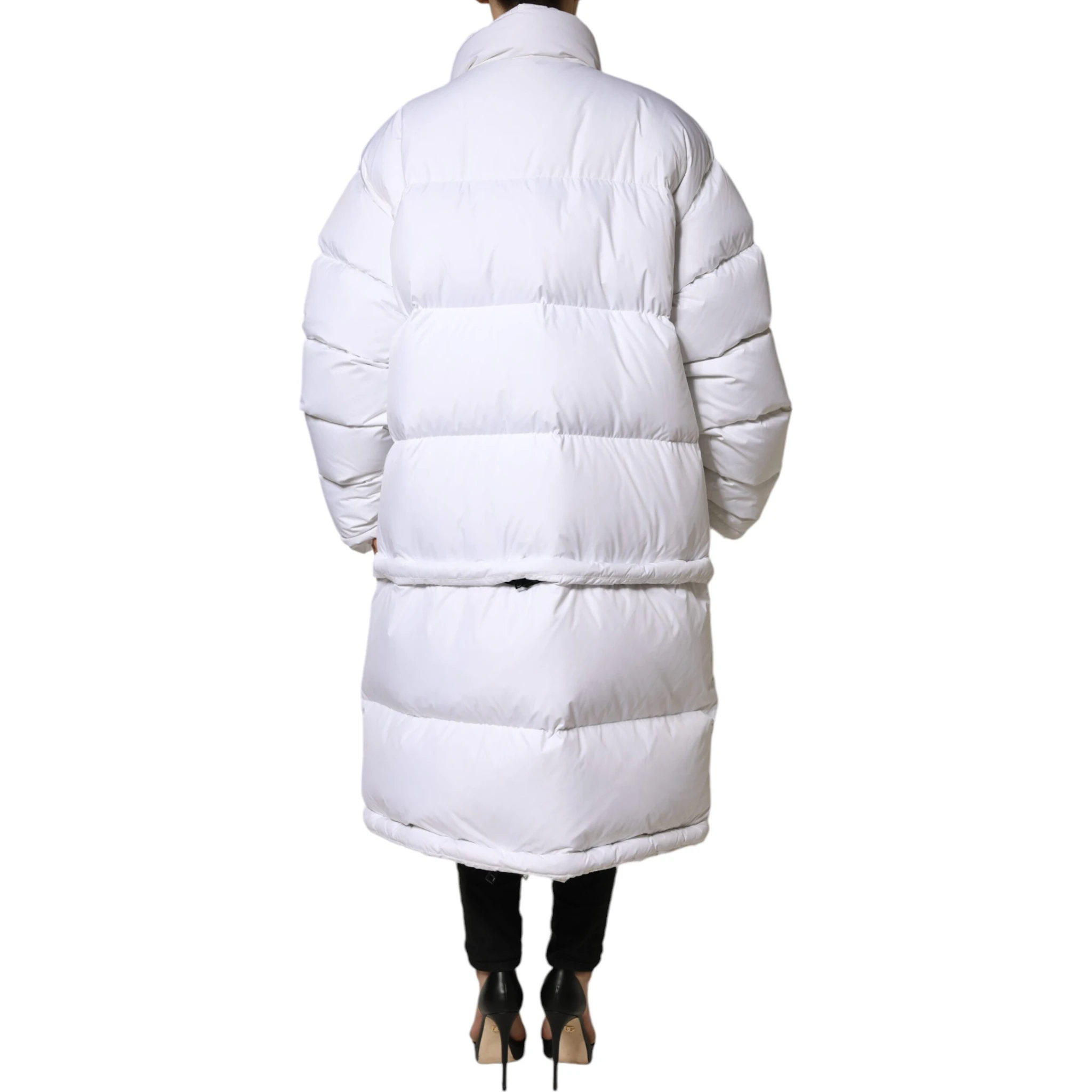 White Puffer Quilted Full Zip Coat Jacket