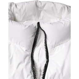 White Puffer Quilted Full Zip Coat Jacket