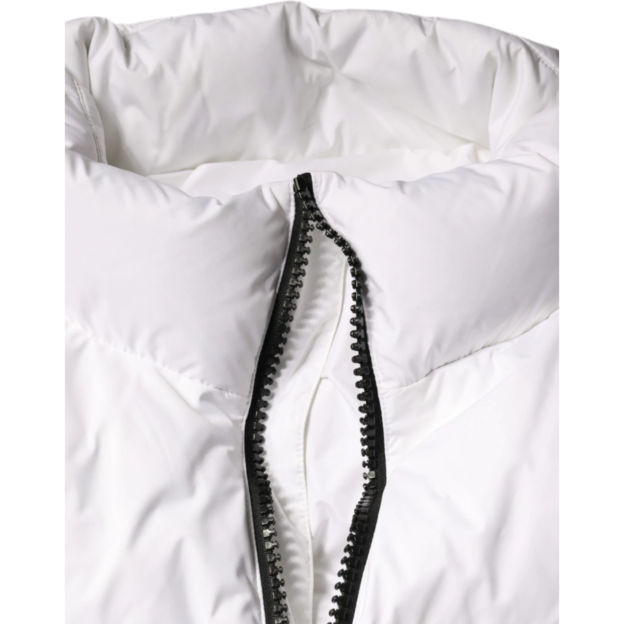 White Puffer Quilted Full Zip Coat Jacket