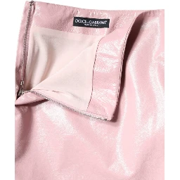 Glossy Pink Cotton High Waist Mini Skirt