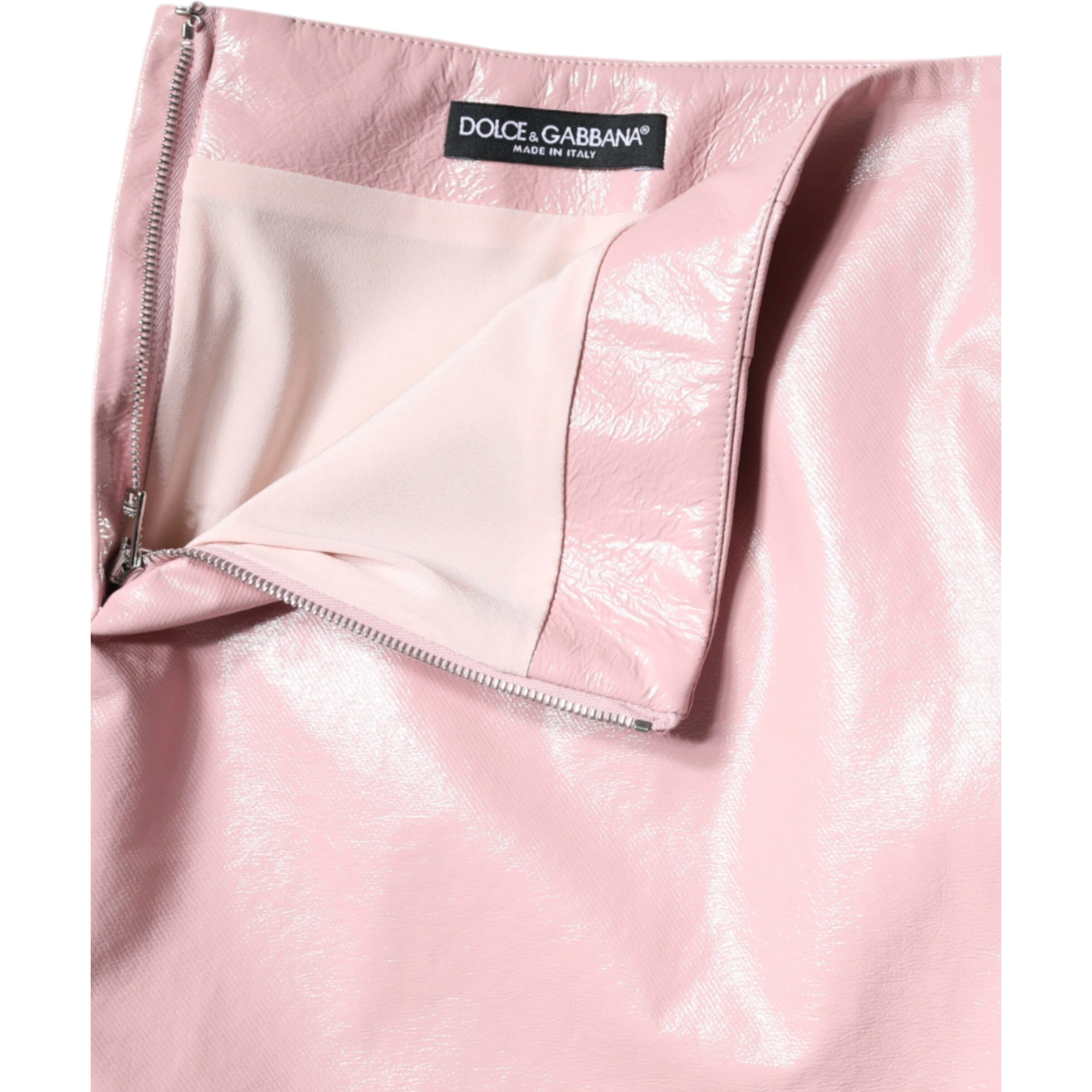 Glossy Pink Cotton High Waist Mini Skirt