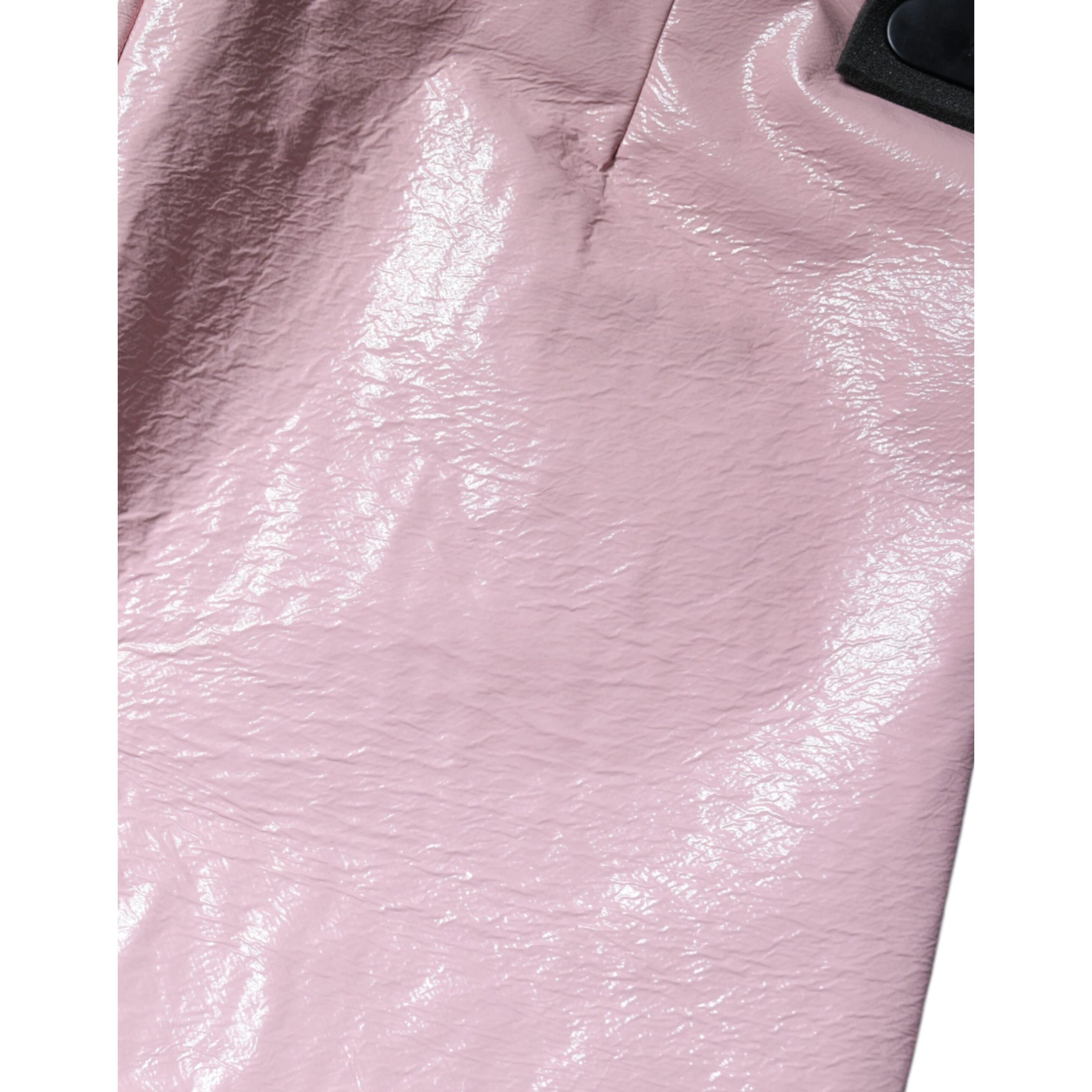 Glossy Pink Cotton High Waist Mini Skirt