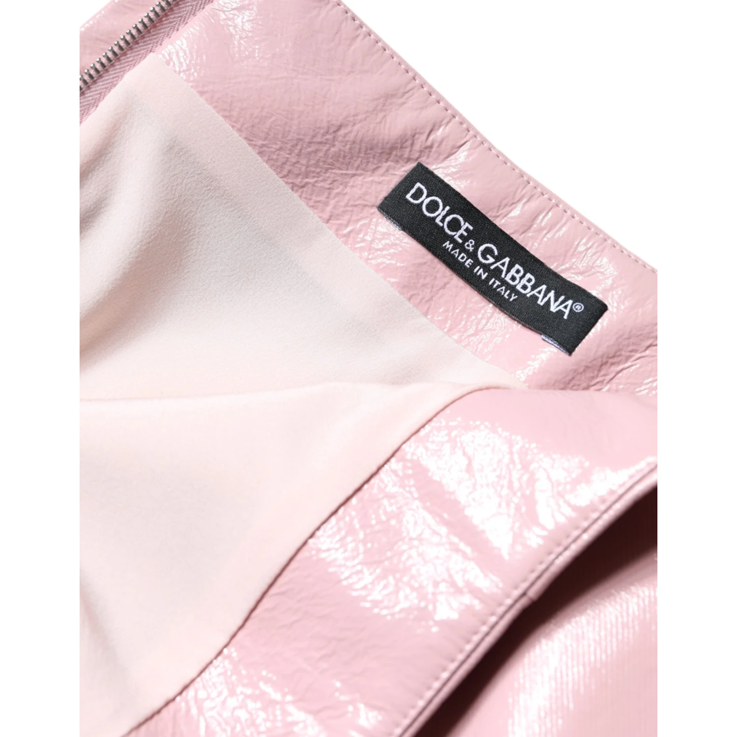 Glossy Pink Cotton High Waist Mini Skirt