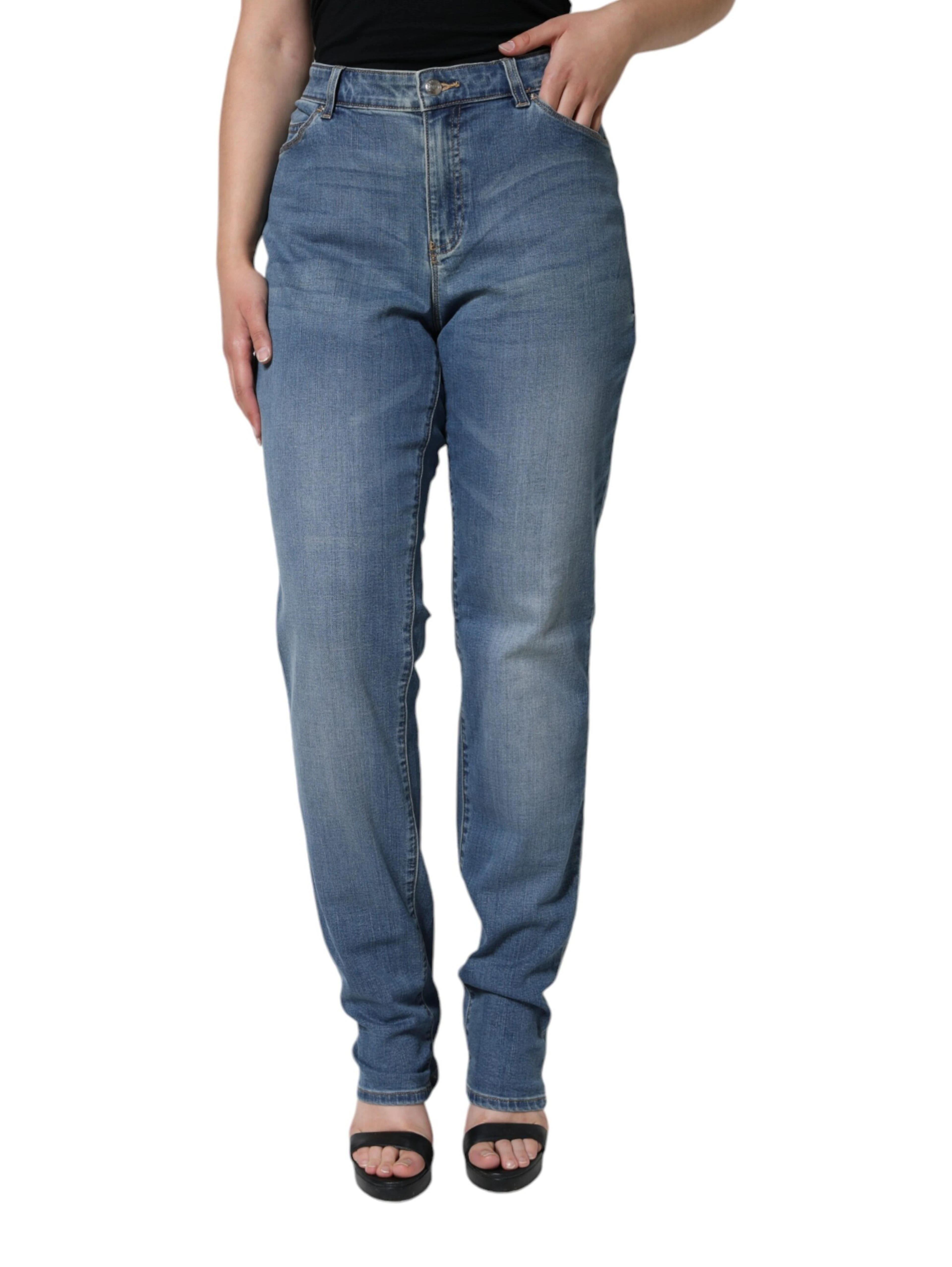 Blue Washed High Waisted Skinny Women Denim Jeans
