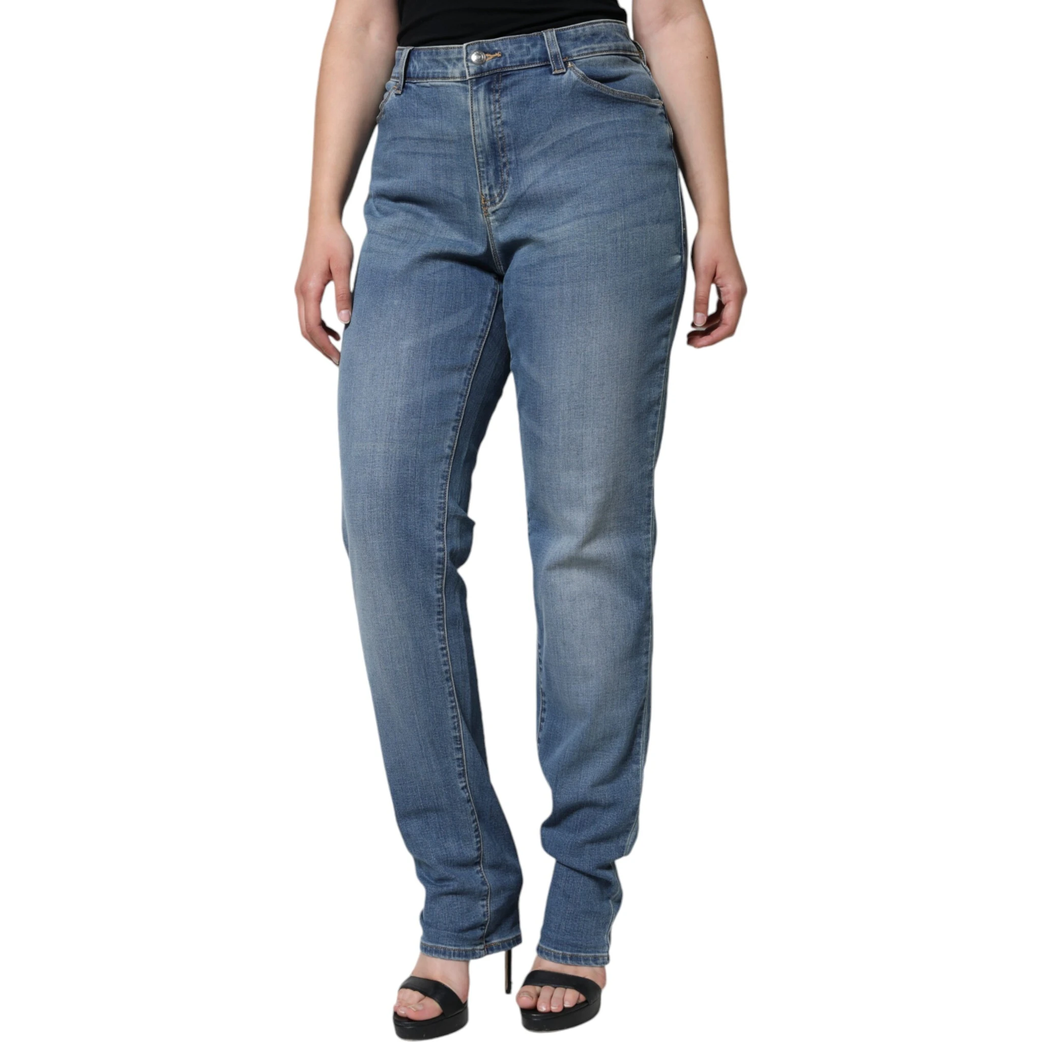Blue Washed High Waisted Skinny Women Denim Jeans
