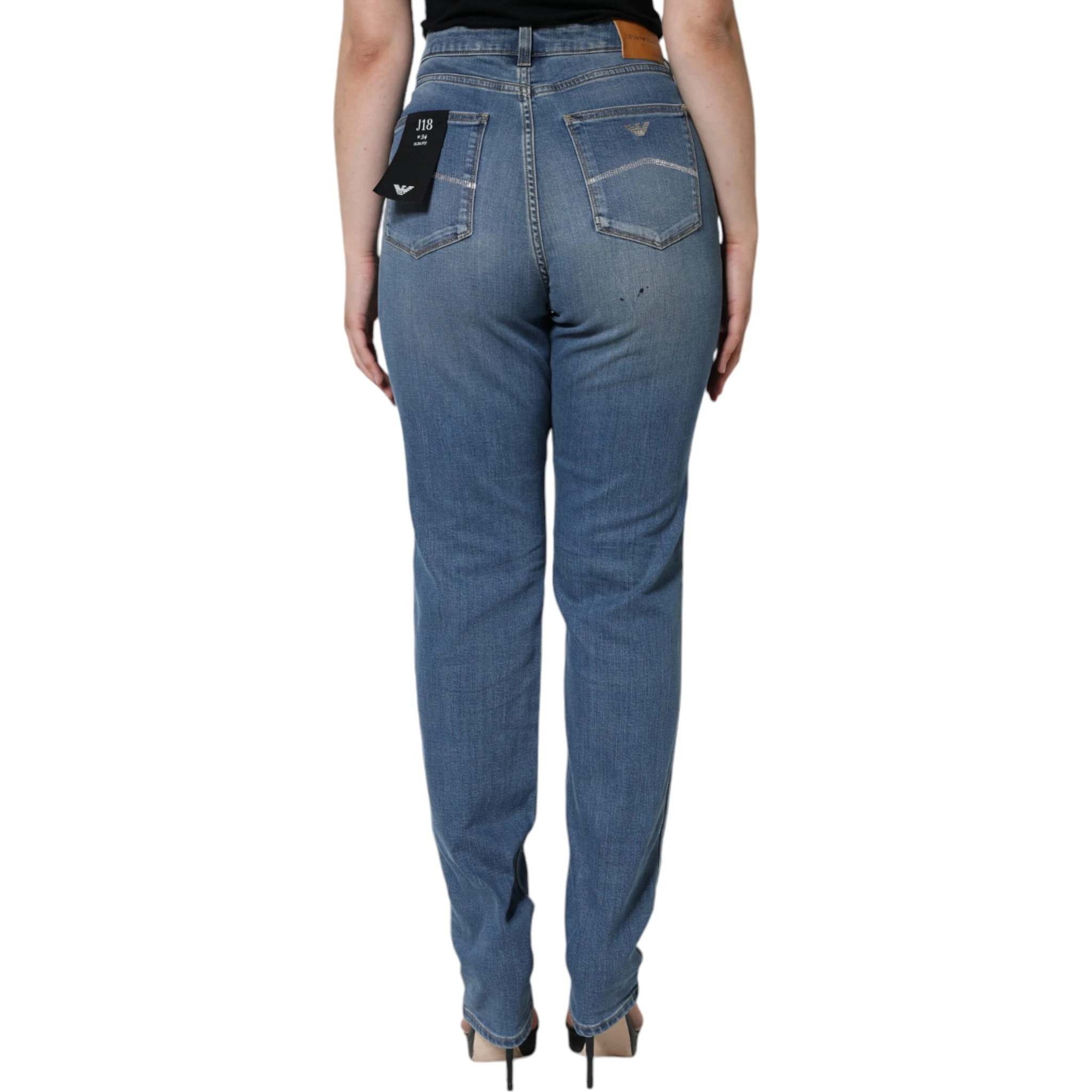 Blue Washed High Waisted Skinny Women Denim Jeans