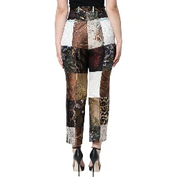 Multicolor Patchwork Jacquard High Waist Pants