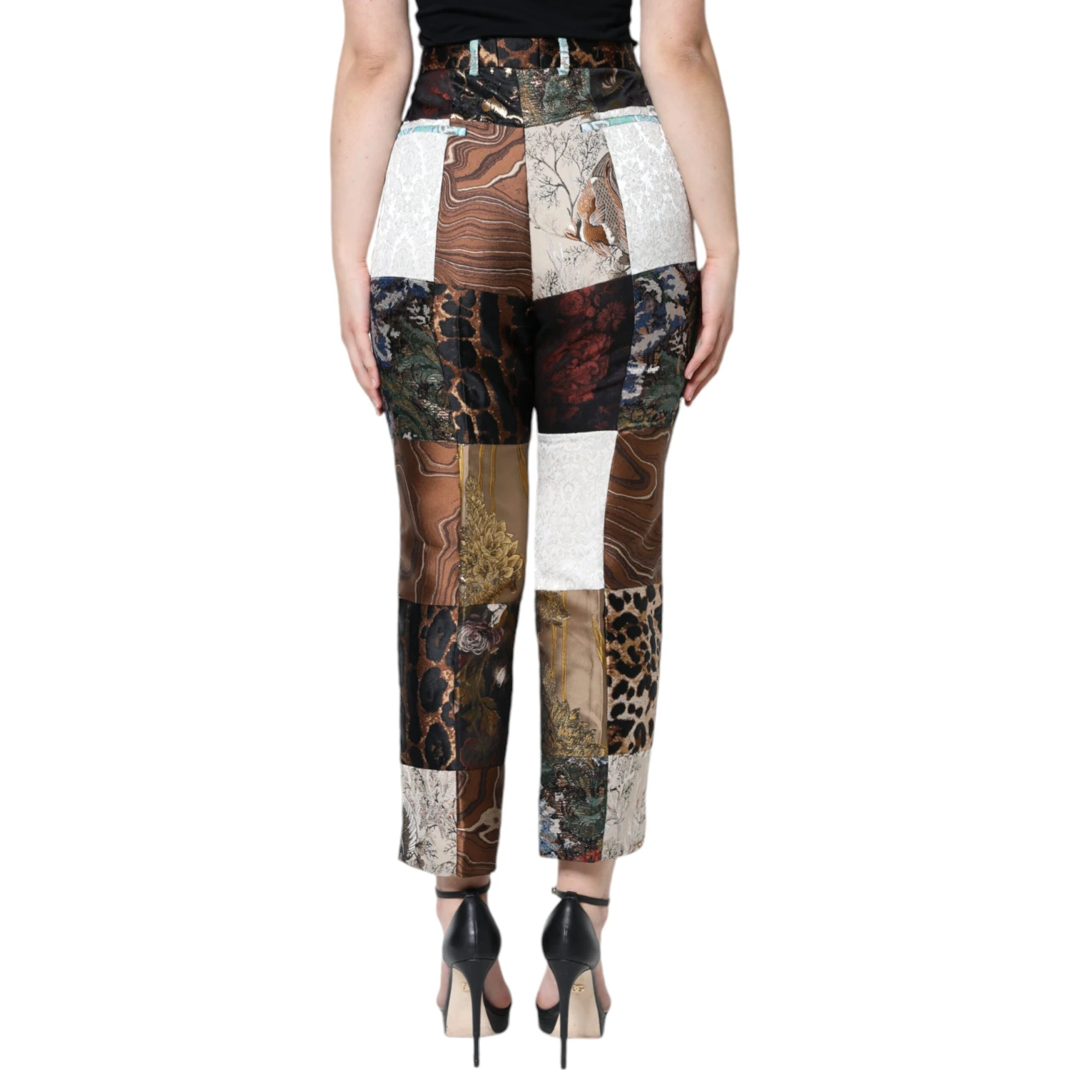 Multicolor Patchwork Jacquard High Waist Pants