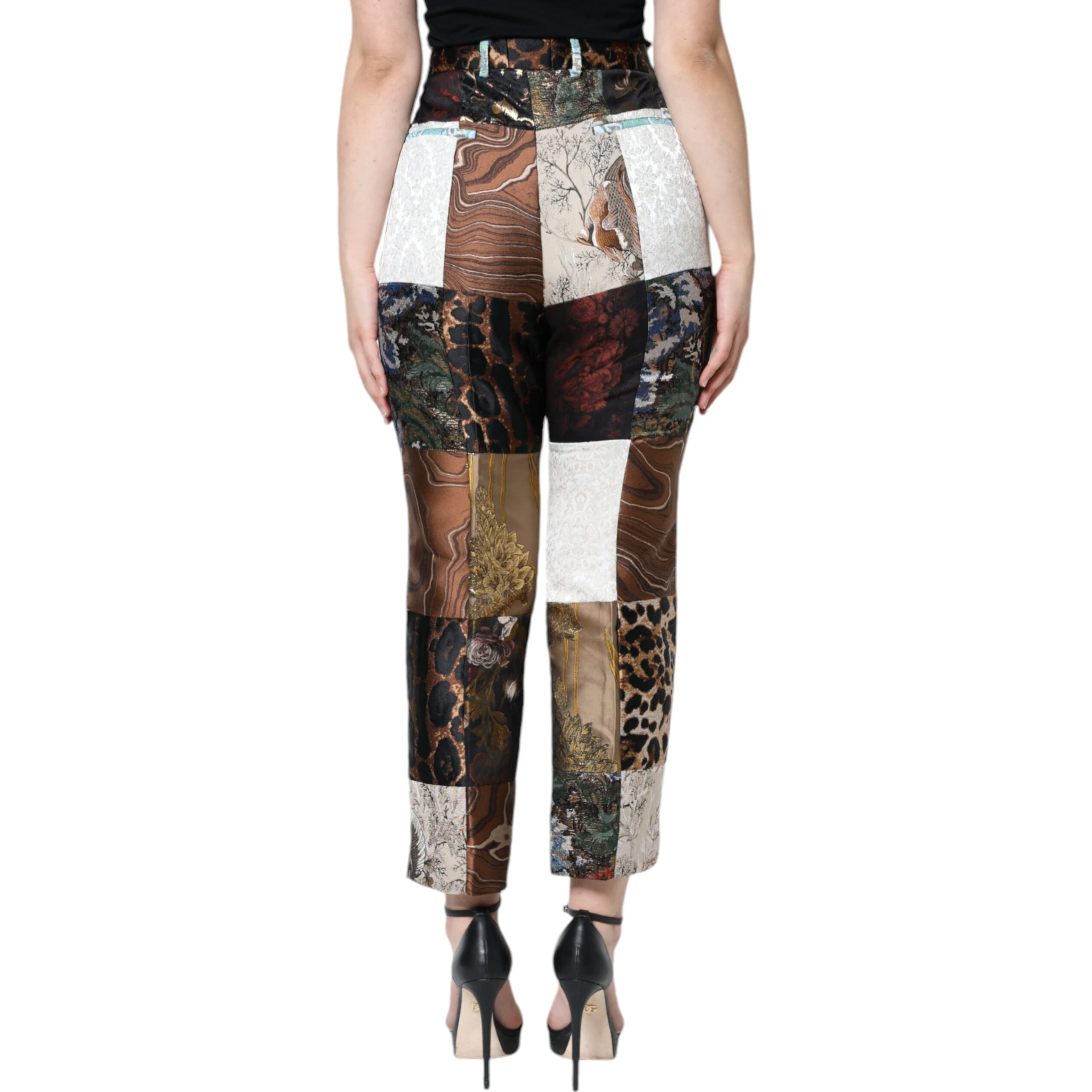 Multicolor Patchwork Jacquard High Waist Pants