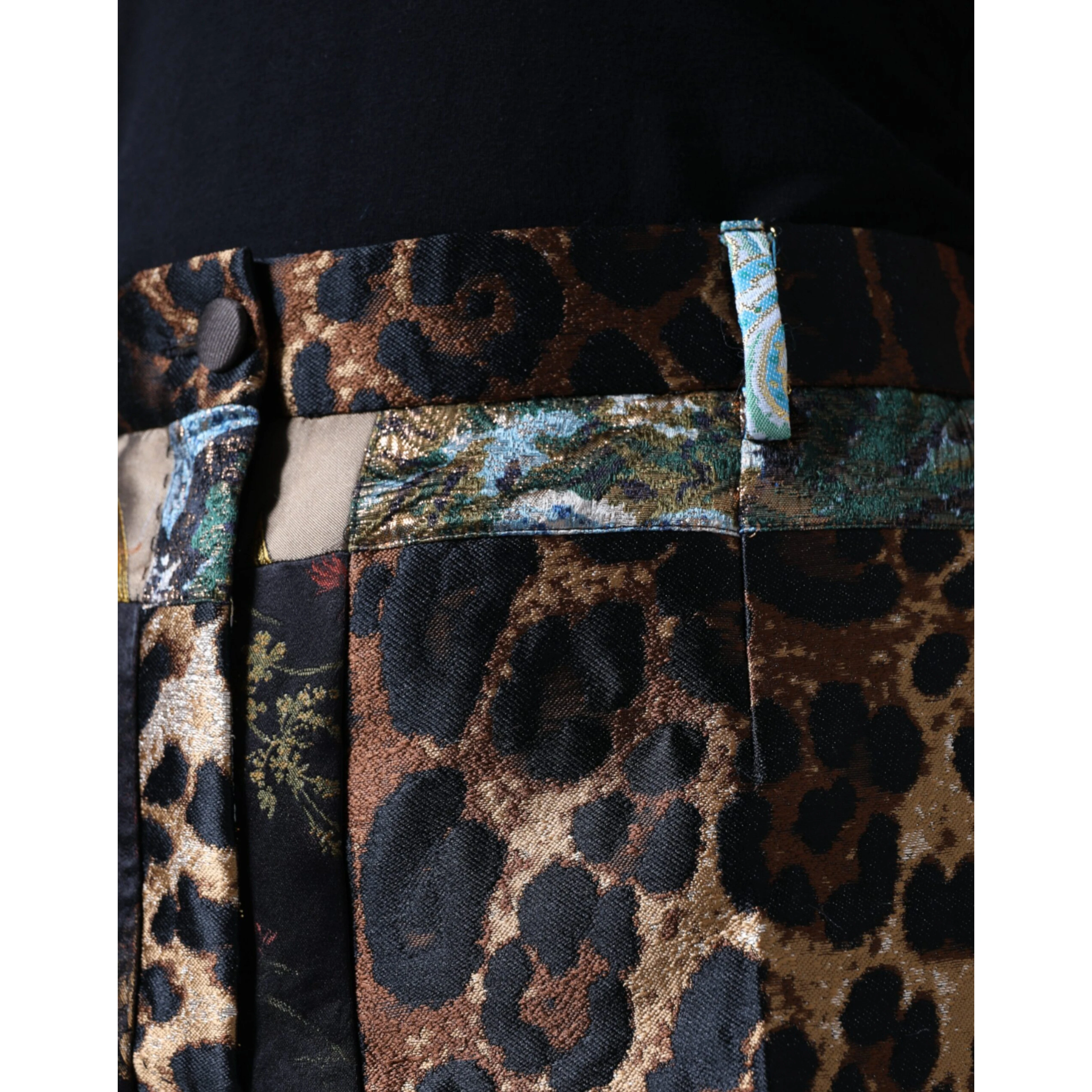 Multicolor Patchwork Jacquard High Waist Pants