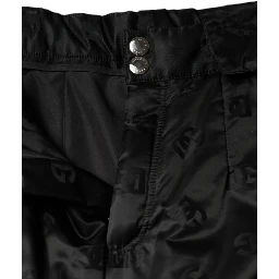 Black Quilted High Waist Women Wide Leg Pants