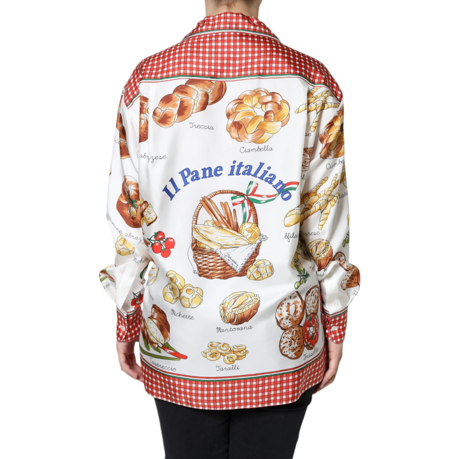 Multicolor Bread Print Collared Blouse Top