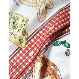 Multicolor Bread Print Collared Blouse Top