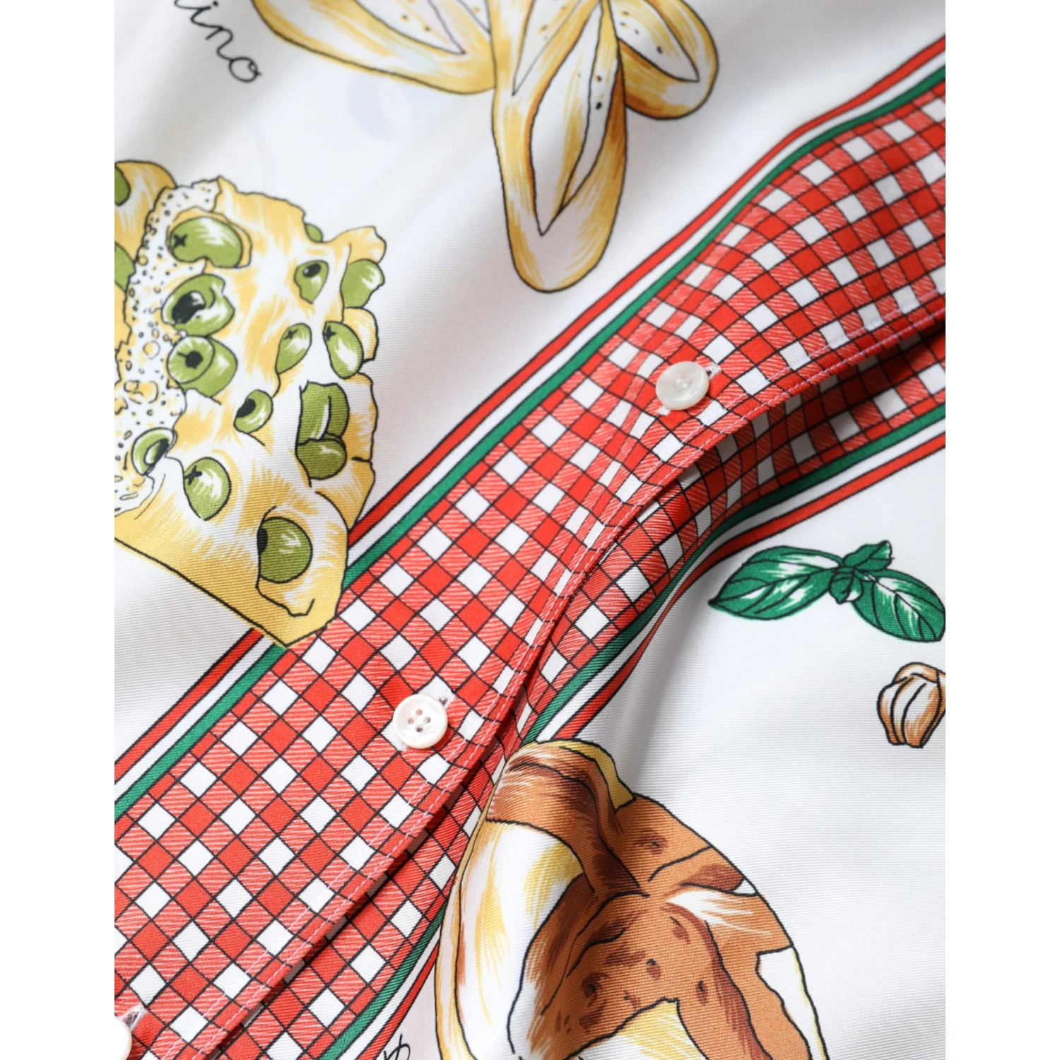 Multicolor Bread Print Collared Blouse Top