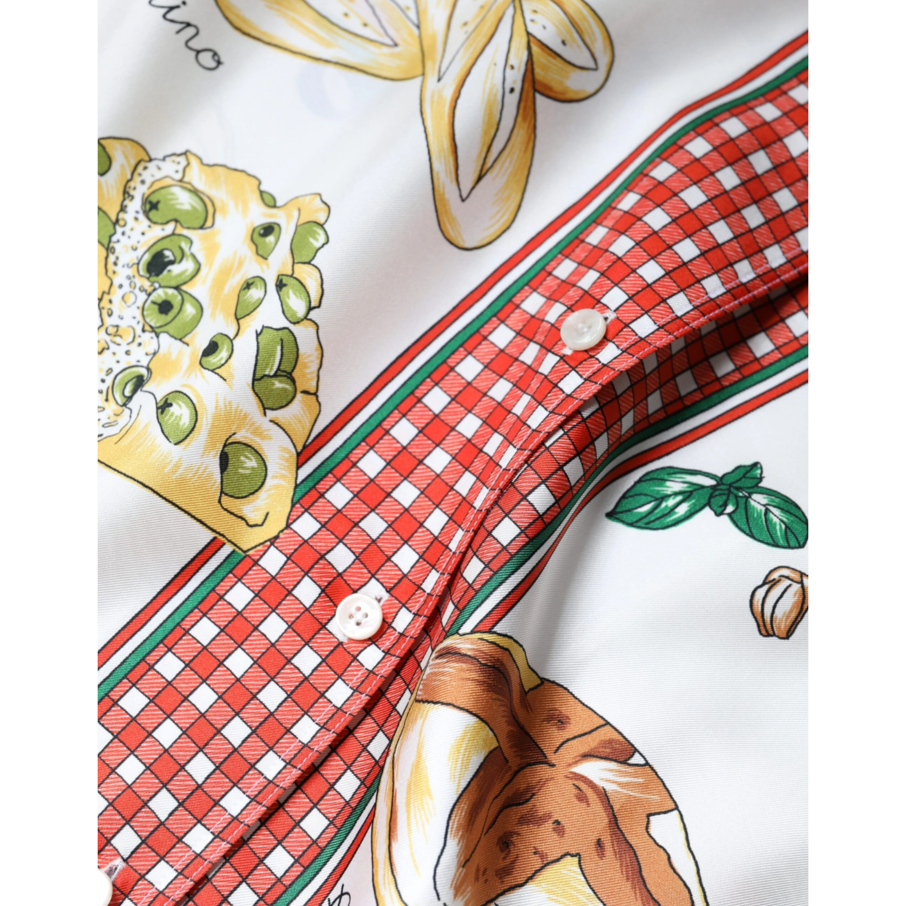 Multicolor Bread Print Collared Blouse Top